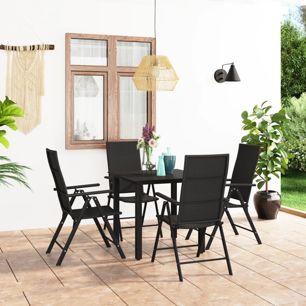 Set Mobilier De Grădină, 9 Piese, Negru