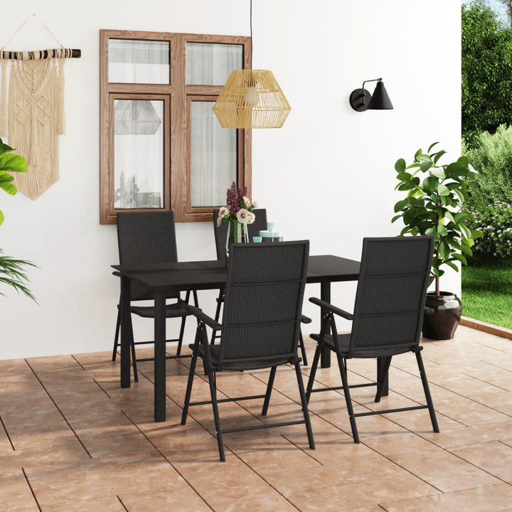 Set Mobilier De Grădină, 9 Piese, Negru