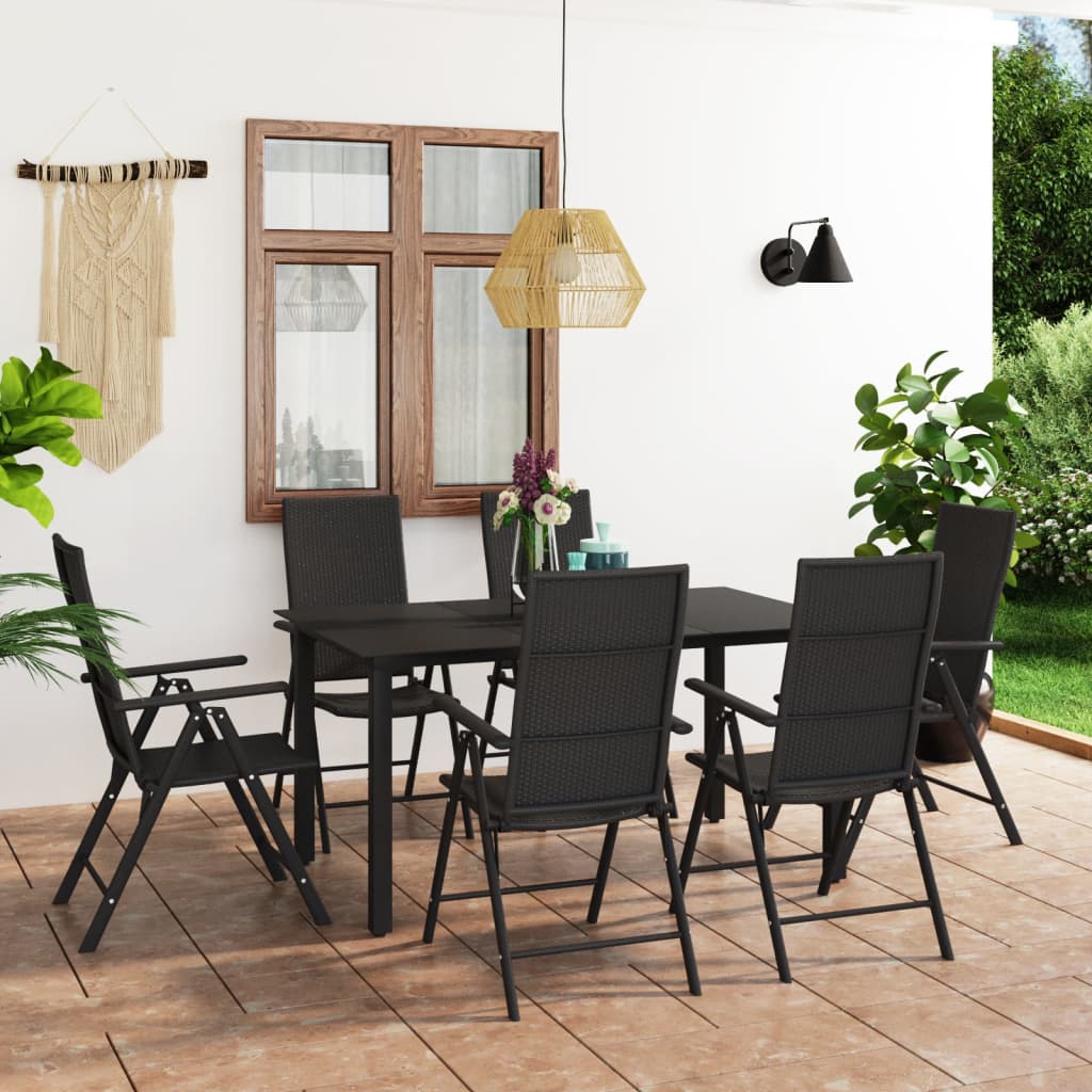 Set Mobilier De Grădină, 9 Piese, Negru