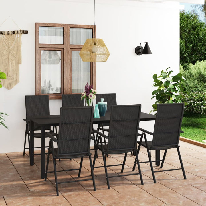Set Mobilier De Grădină, 9 Piese, Negru