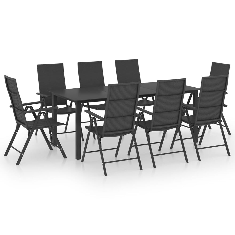 Set Mobilier De Grădină, 9 Piese, Negru