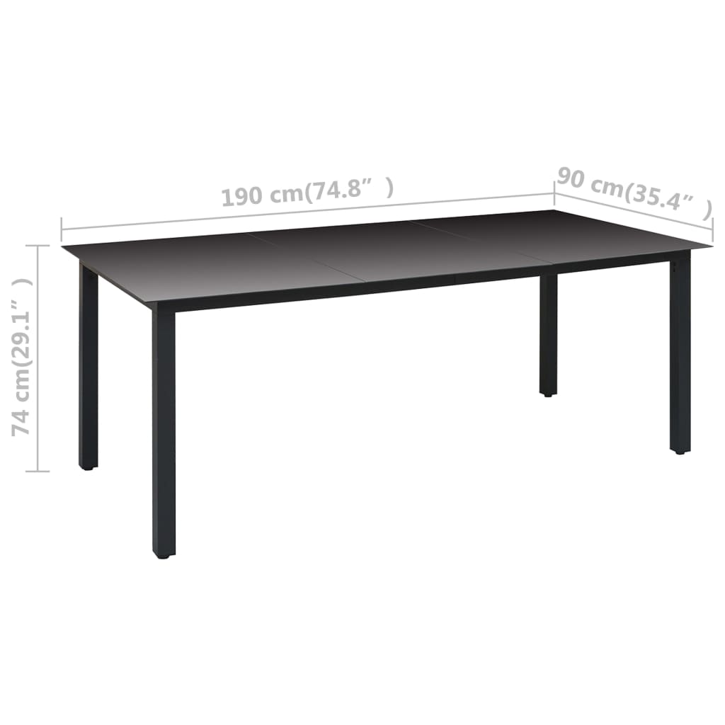 Set Mobilier De Grădină, 9 Piese, Negru