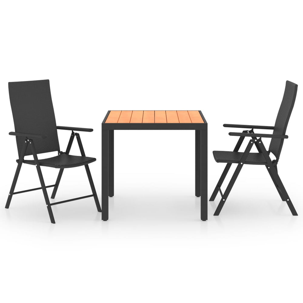 Set Mobilier De Grădină, 3 Piese, Negru Și Maro