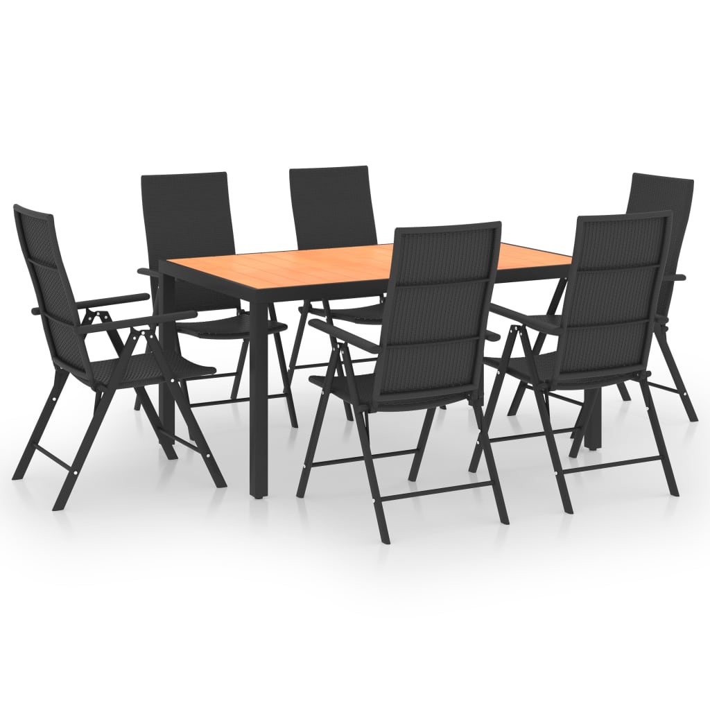 Set Mobilier De Grădină, 7 Piese, Negru Și Maro