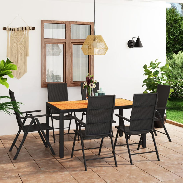Set Mobilier De Grădină, 7 Piese, Negru Și Maro