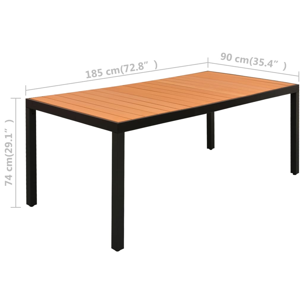 Set De Masă Pentru Grădină, 7 Piese, Negru Și Maro