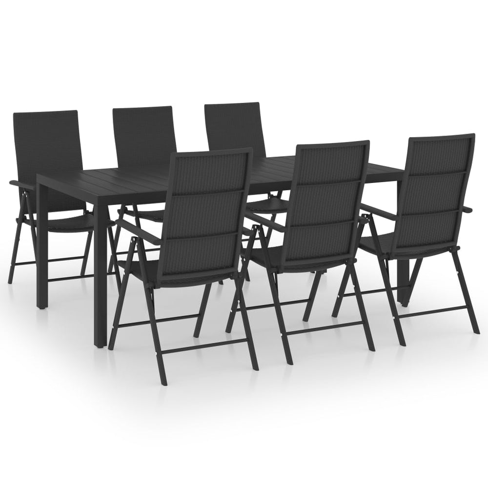 Set Mobilier De Grădină, 7 Piese, Negru