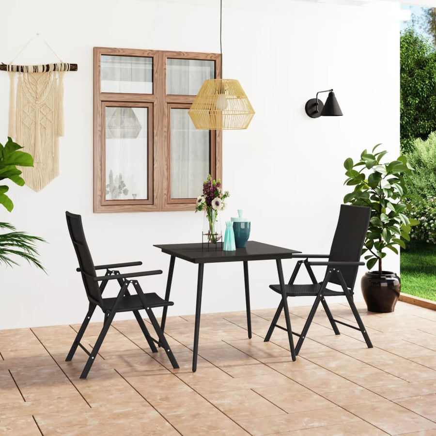 Set Mobilier De Grădină, 3 Piese, Negru