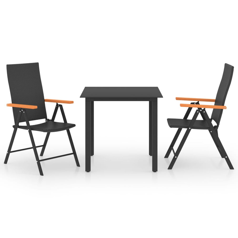 Set De Masă Pentru Grădină, 3 Piese, Negru Și Maro