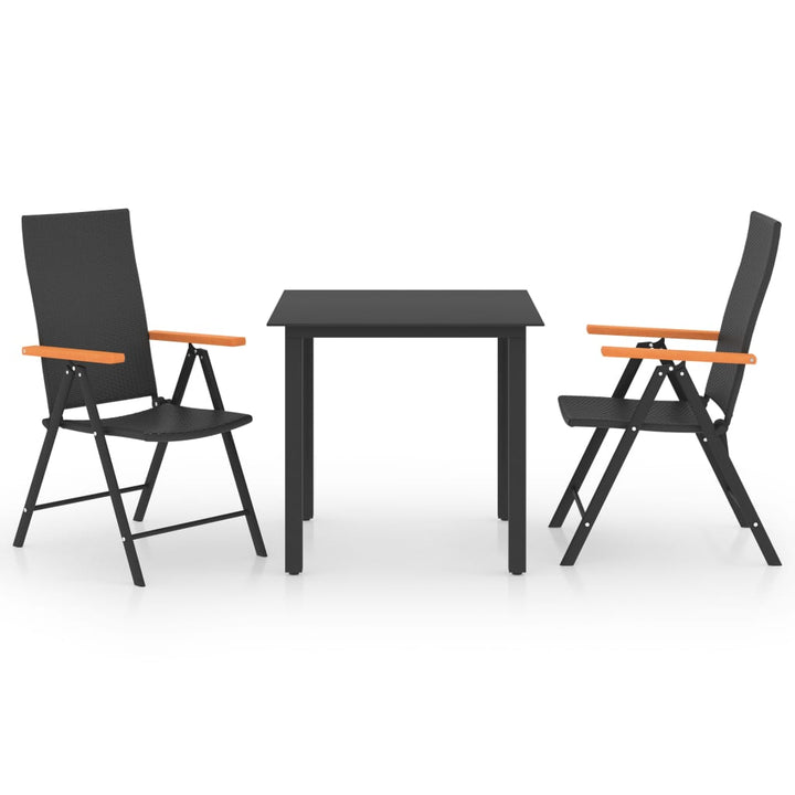 Set De Masă Pentru Grădină, 3 Piese, Negru Și Maro