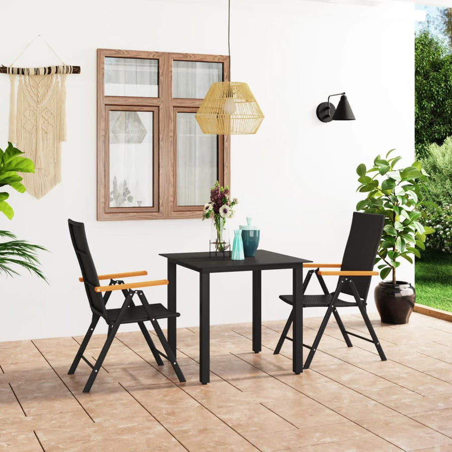 Set De Masă Pentru Grădină, 3 Piese, Negru Și Maro