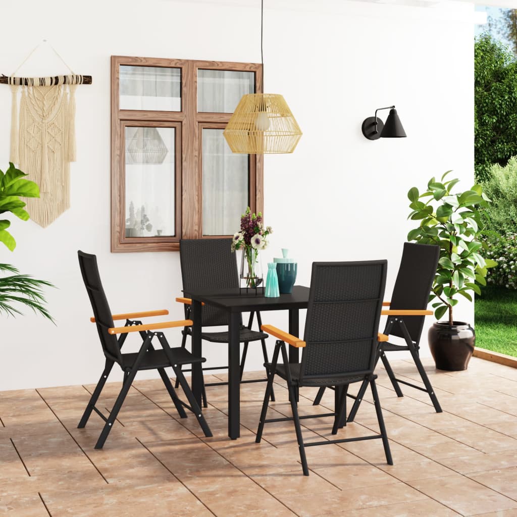 Set De Masă Pentru Grădină, 3 Piese, Negru Și Maro