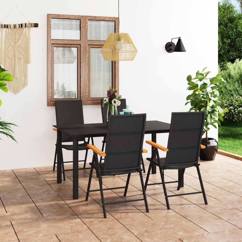Set De Masă Pentru Grădină, 3 Piese, Negru Și Maro