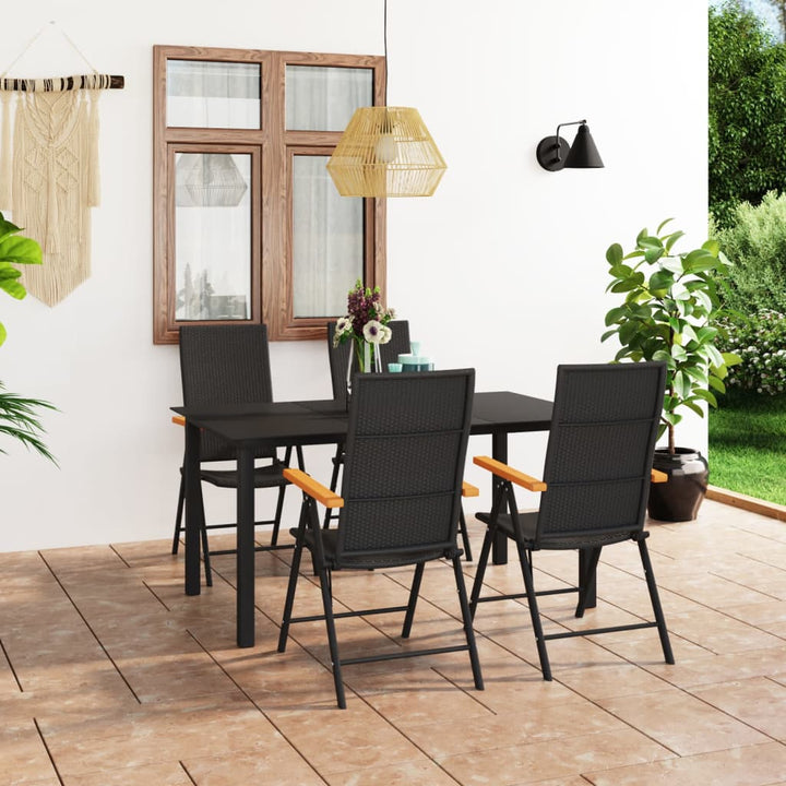 Set De Masă Pentru Grădină, 3 Piese, Negru Și Maro
