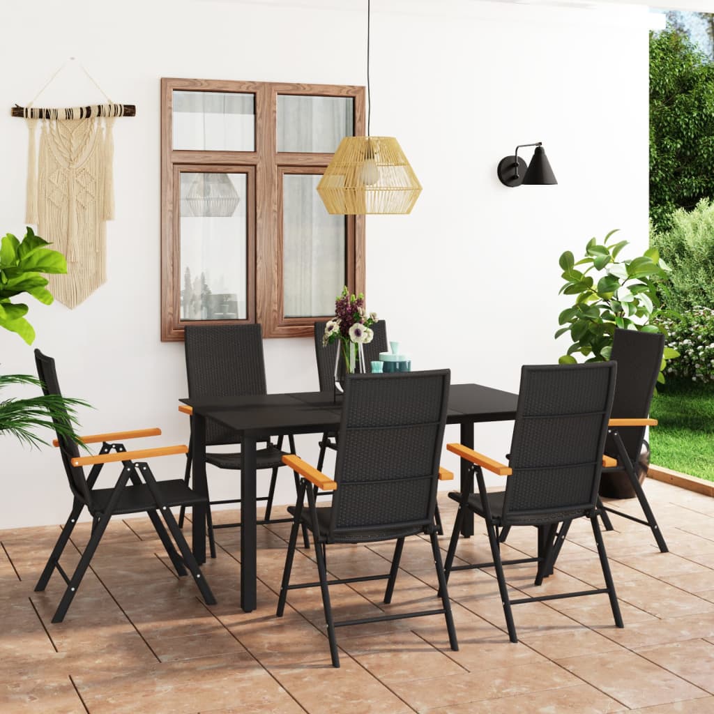 Set De Masă Pentru Grădină, 3 Piese, Negru Și Maro