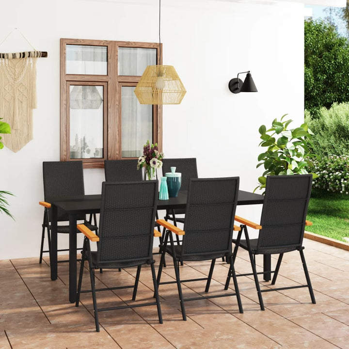 Set De Masă Pentru Grădină, 3 Piese, Negru Și Maro
