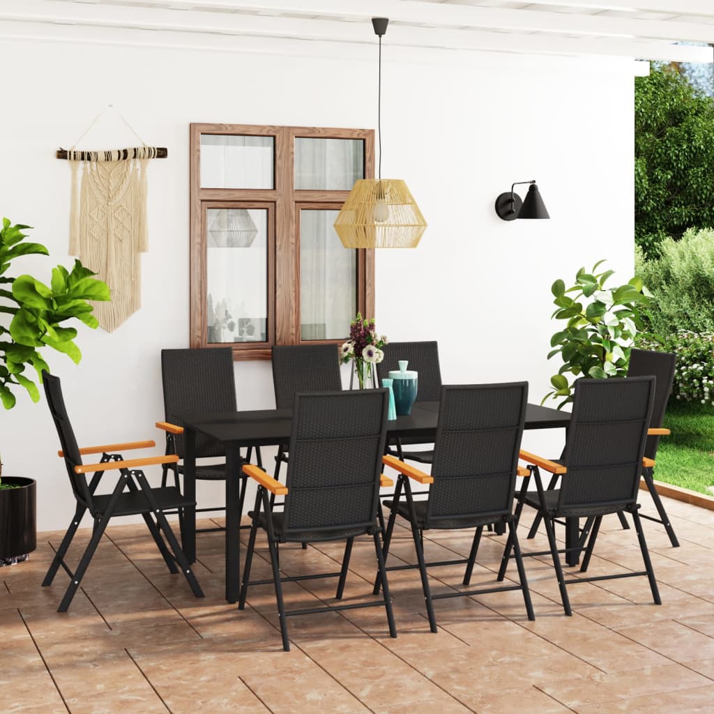 Set De Masă Pentru Grădină, 3 Piese, Negru Și Maro