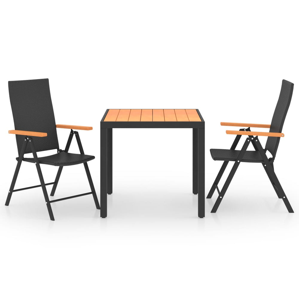 Set Mobilier De Grădină, 3 Piese, Negru Și Maro