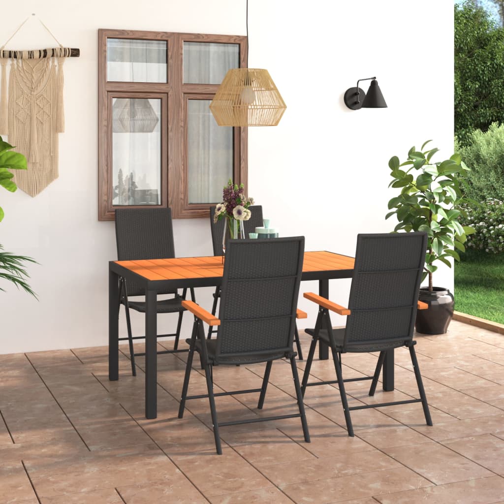 Set Mobilier De Grădină, 5 Piese, Negru Și Maro