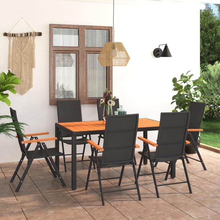 Set Mobilier De Grădină, 7 Piese, Negru Și Maro