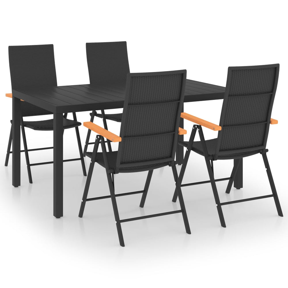 Set De Masă Pentru Grădină, 5 Piese, Negru Și Maro