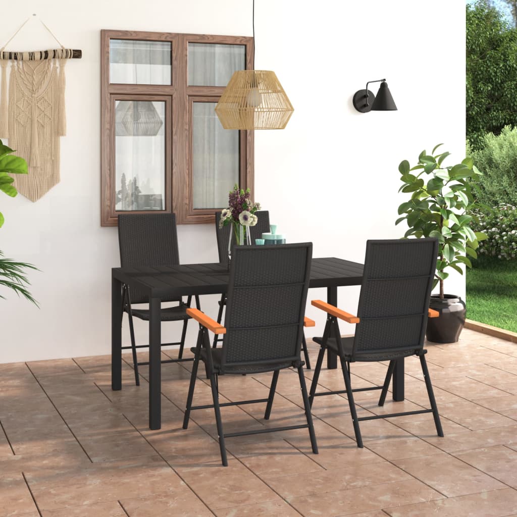 Set De Masă Pentru Grădină, 5 Piese, Negru Și Maro