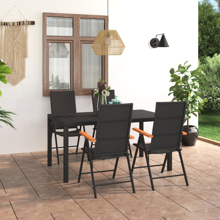 Set De Masă Pentru Grădină, 5 Piese, Negru Și Maro