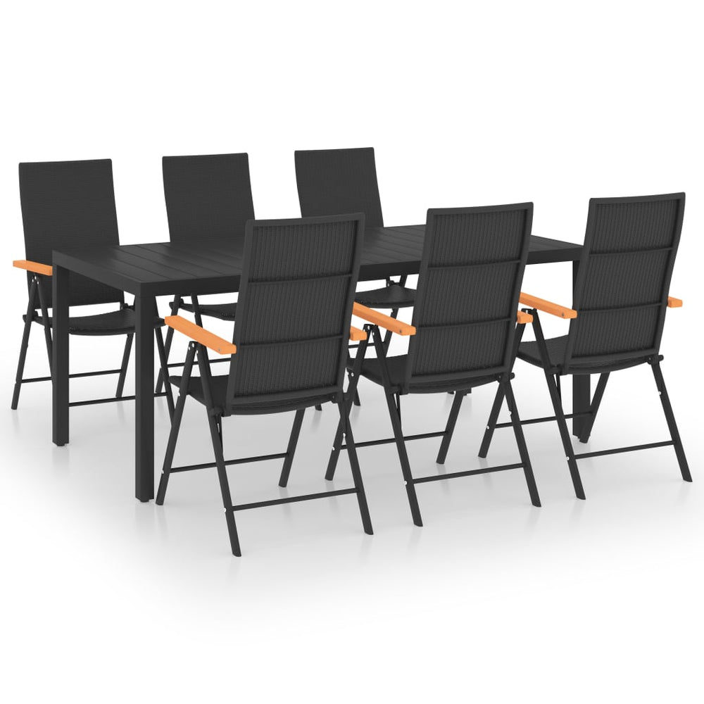 Set De Masă Pentru Grădină, 7 Piese, Negru Și Maro