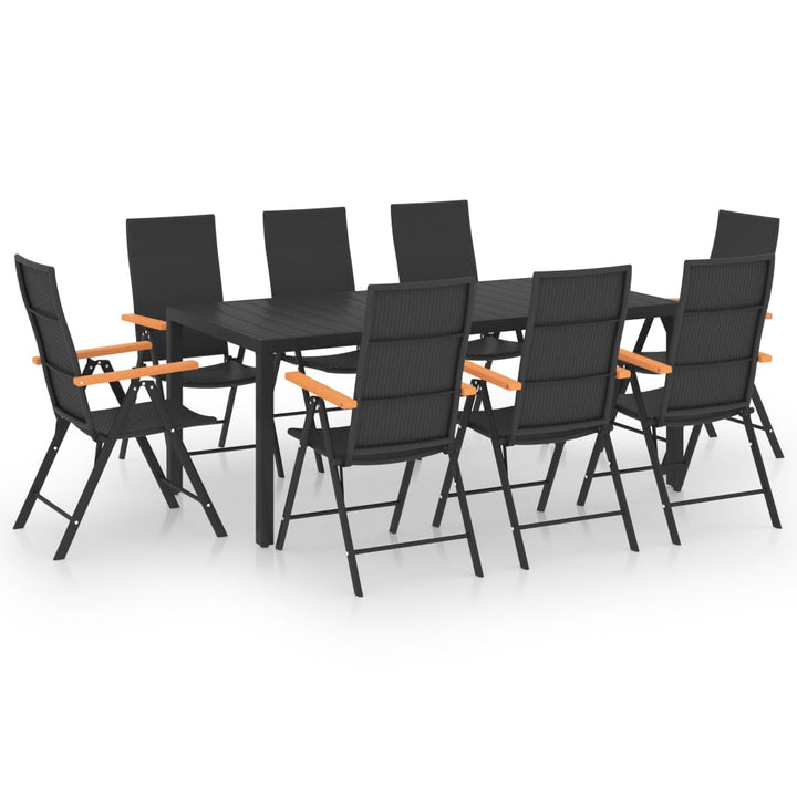 Set Mobilier De Grădină, 9 Piese, Negru Și Maro