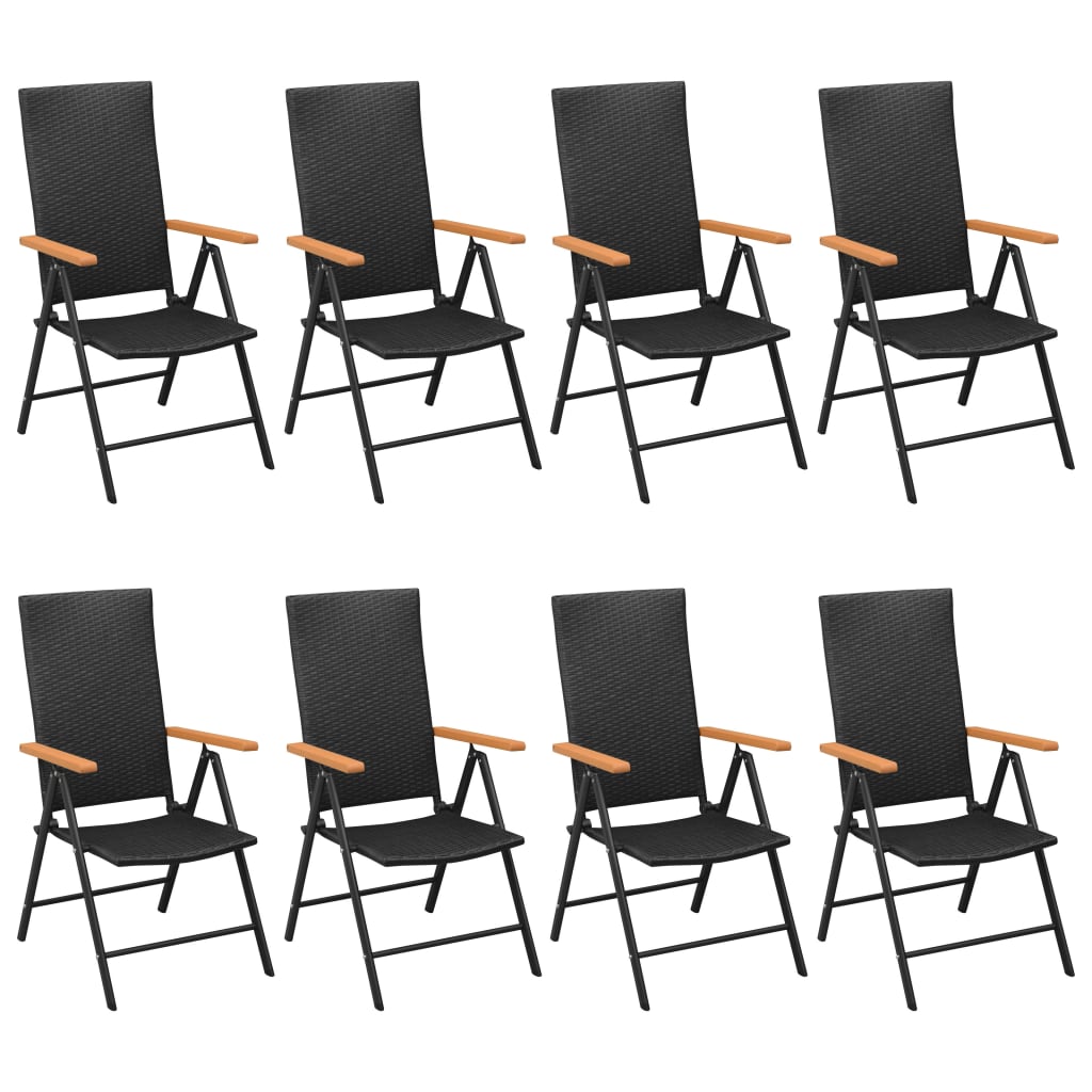 Set Mobilier De Grădină, 9 Piese, Negru Și Maro