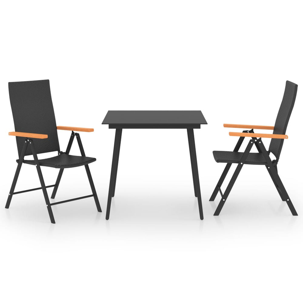 Set Mobilier De Grădină, 3 Piese, Negru Și Maro