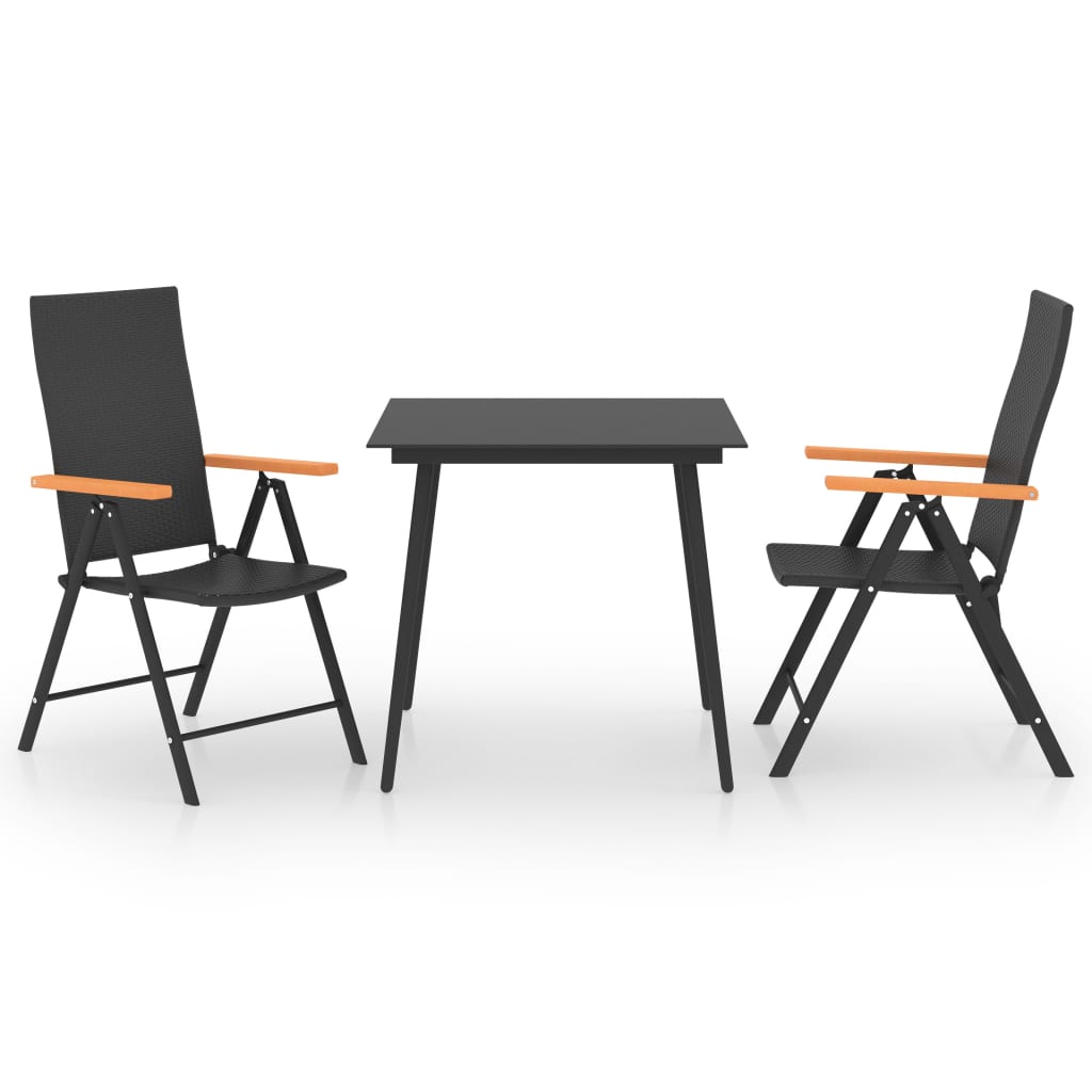 Set Mobilier De Grădină, 3 Piese, Negru Și Maro