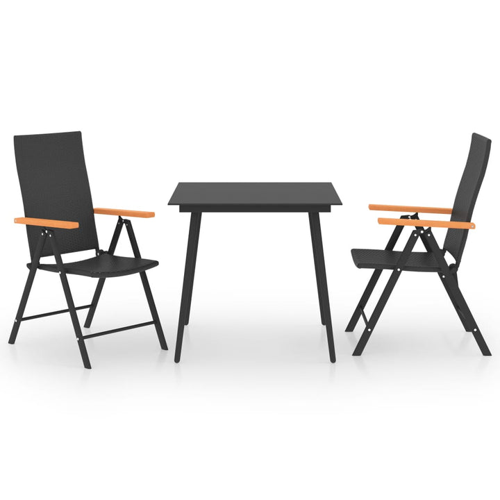 Set Mobilier De Grădină, 3 Piese, Negru Și Maro
