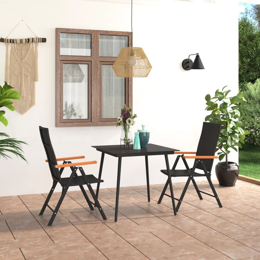 Set Mobilier De Grădină, 3 Piese, Negru Și Maro
