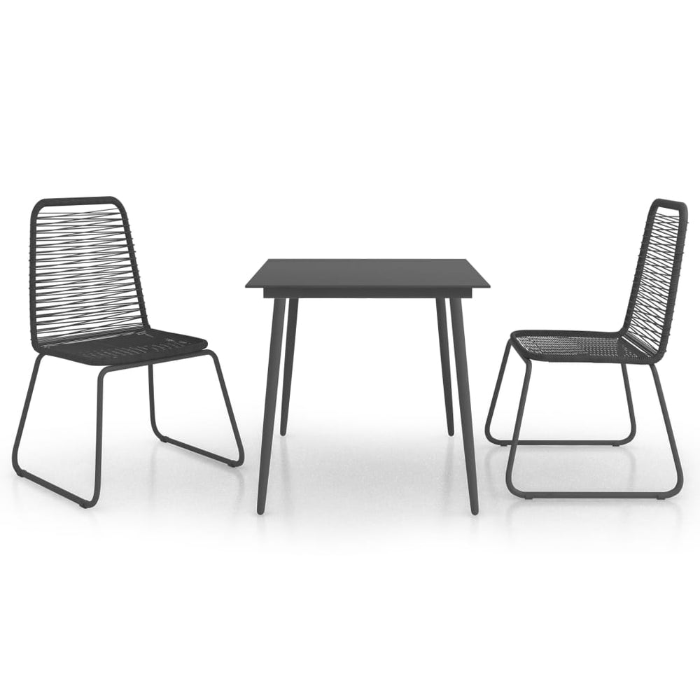 Set Masă De Grădină, 3 Piese, Negru, Ratan Pvc