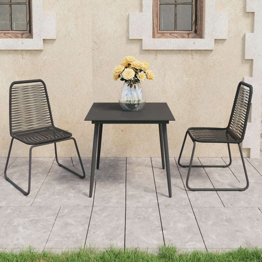 Set Masă De Grădină, 3 Piese, Negru, Ratan Pvc