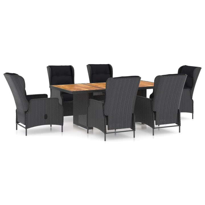 Set Mobilier Exterior Cu Perne, 7 Piese, Gri Închis, Poliratan