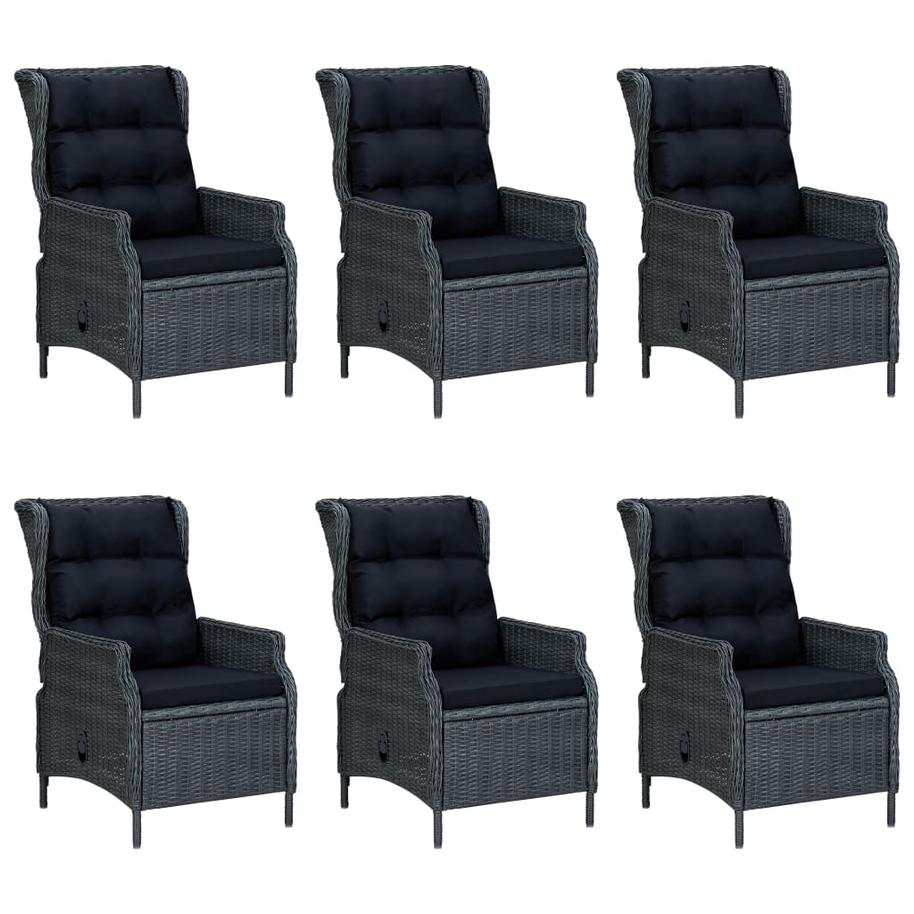 Set Mobilier Exterior Cu Perne, 7 Piese, Gri Închis, Poliratan