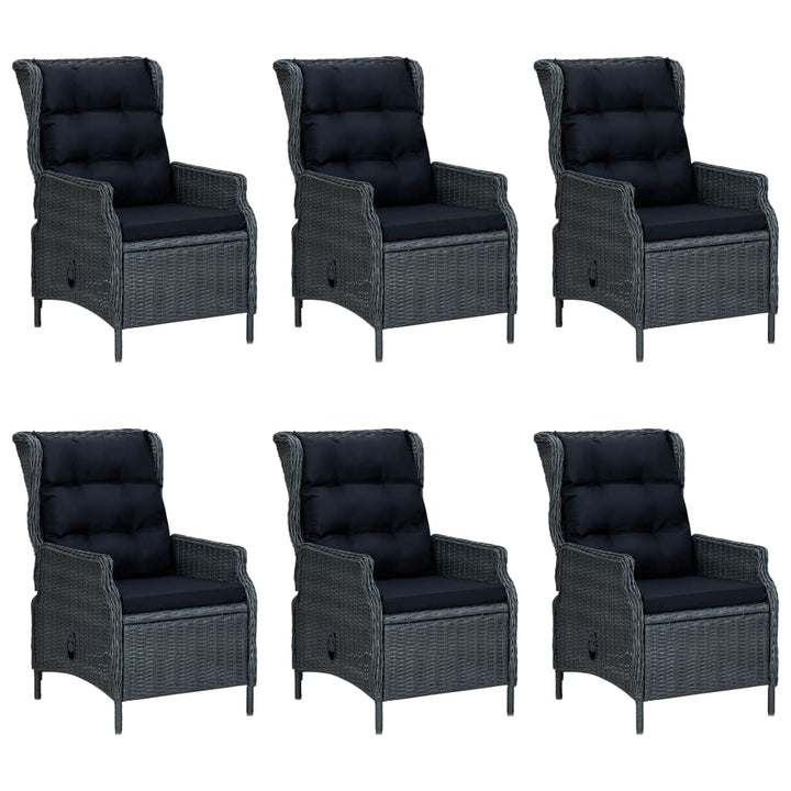 Set Mobilier Exterior Cu Perne, 7 Piese, Gri Închis, Poliratan