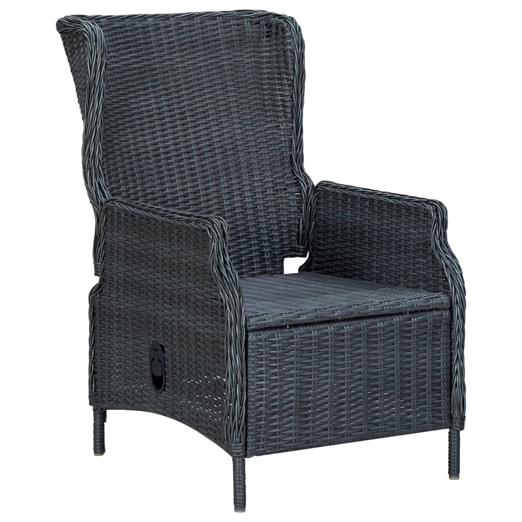 Set Mobilier Exterior Cu Perne, 7 Piese, Gri Închis, Poliratan