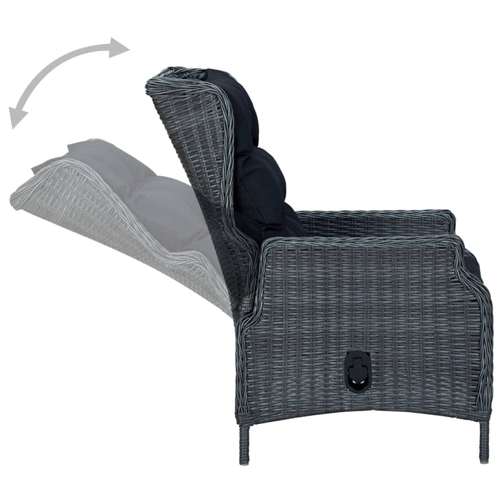 Set Mobilier Exterior Cu Perne, 7 Piese, Gri Închis, Poliratan