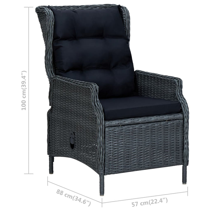 Set Mobilier Exterior Cu Perne, 7 Piese, Gri Închis, Poliratan