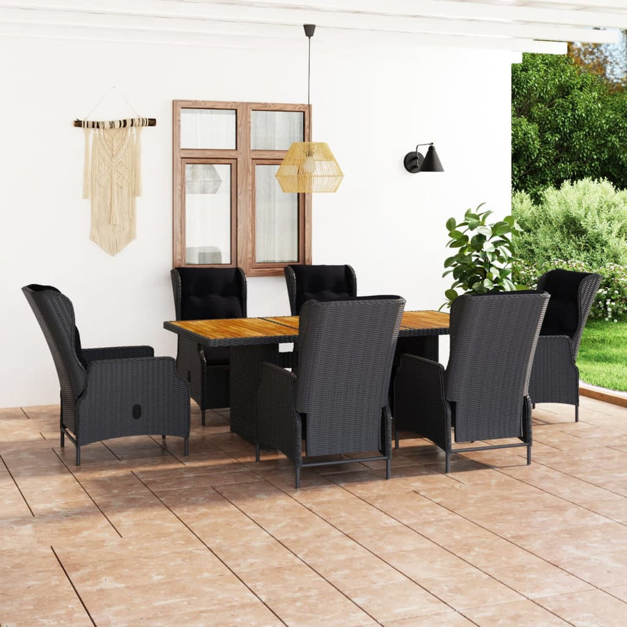 Set Mobilier Exterior Cu Perne, 7 Piese, Gri Închis, Poliratan