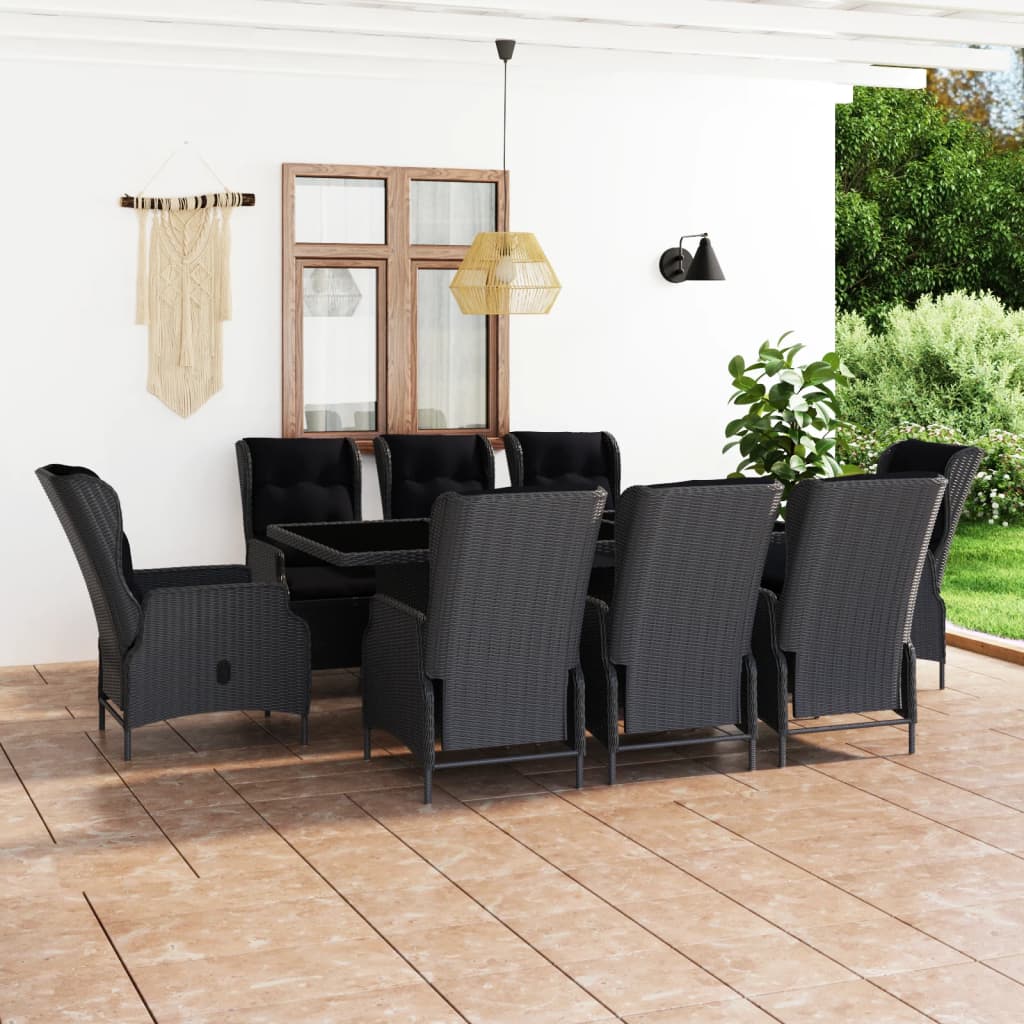 Set Mobilier Exterior Cu Perne, 7 Piese, Gri Închis, Poliratan