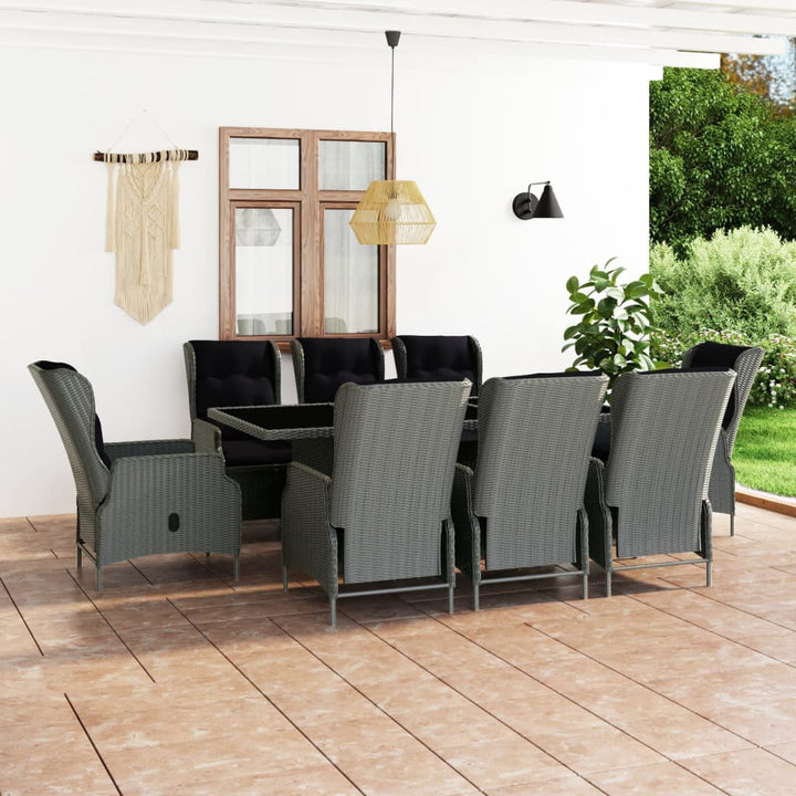 Set Mobilier Exterior Cu Perne, 7 Piese, Gri Închis, Poliratan