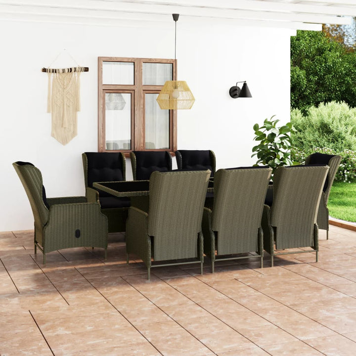 Set Mobilier Exterior Cu Perne, 7 Piese, Gri Închis, Poliratan