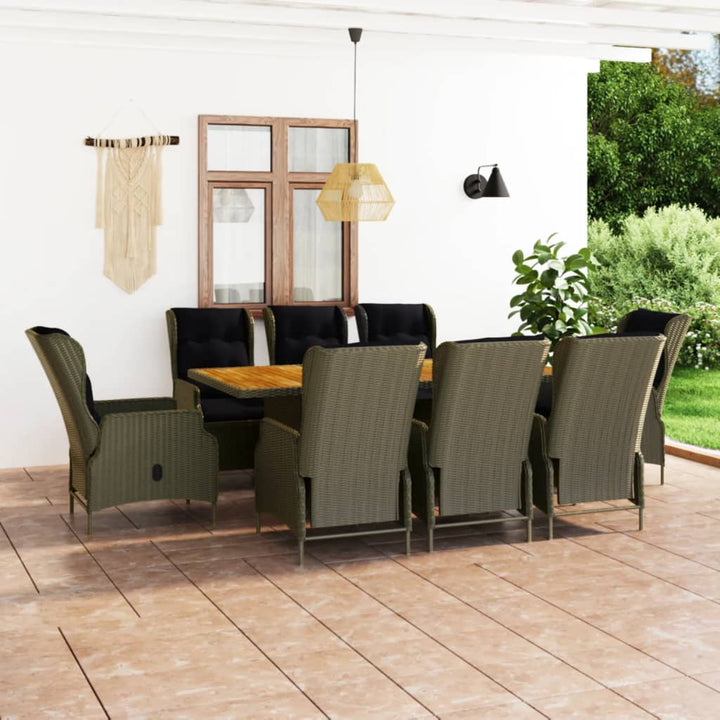 Set Mobilier Exterior Cu Perne, 7 Piese, Gri Închis, Poliratan