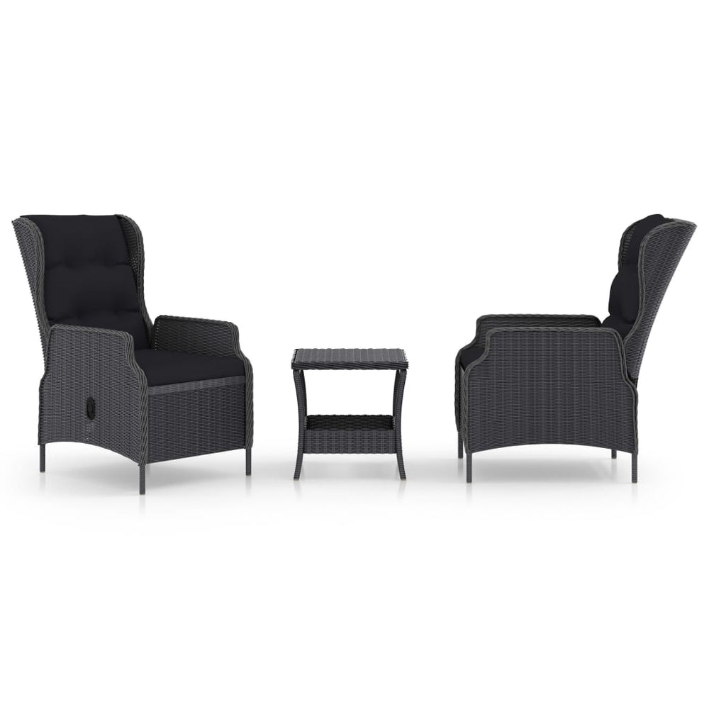 Set Mobilier Grădină Cu Perne, 3 Piese, , Poliratan