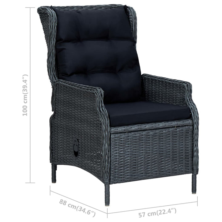 Set Mobilier Grădină Cu Perne, 3 Piese, , Poliratan