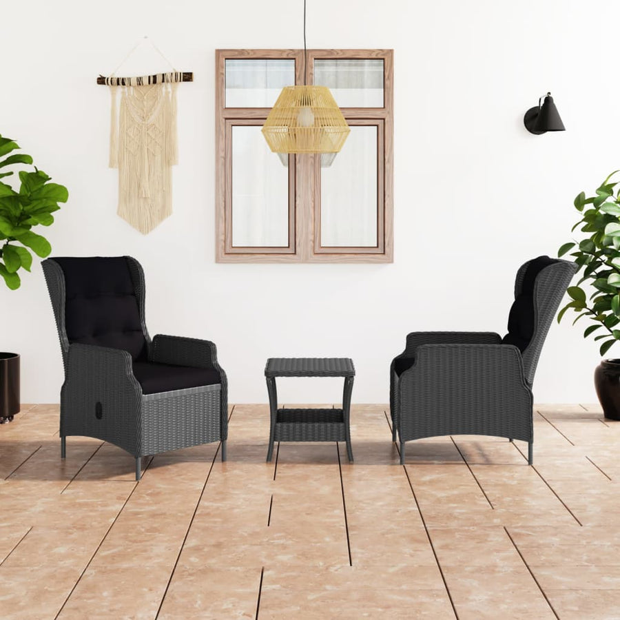 Set Mobilier Grădină Cu Perne, 3 Piese, , Poliratan